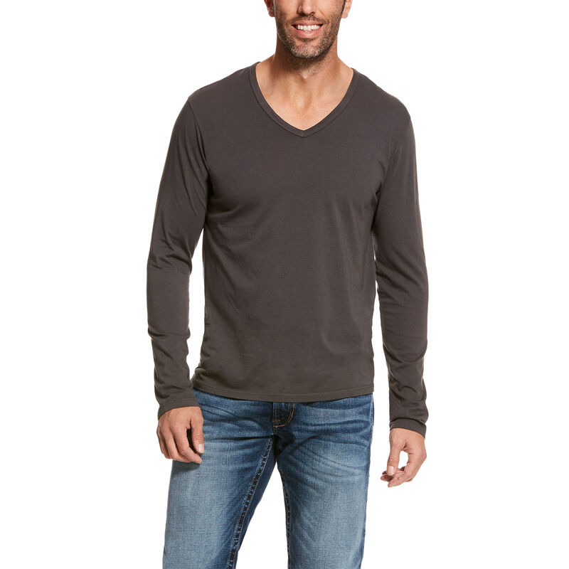 Ariat Long Sleeve V-neck Koyu Gri Tişört Erkek (20054-286)